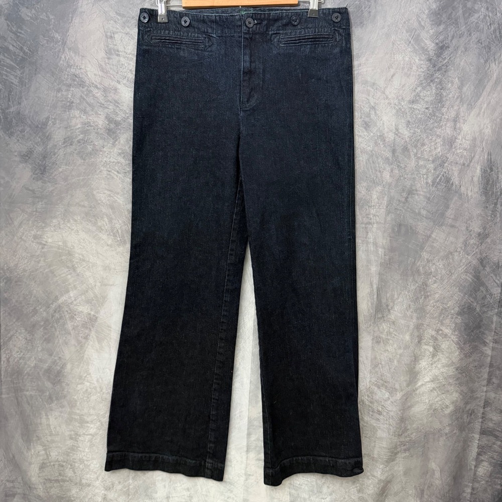 Lauren Jeans Co Dark Wash Nautical Wide Leg Denim Size 8 Preppy Coastal Sailor